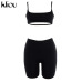 Kliou 2018 Summer Women Suit Two 2 Piece Set Sleeveless Strapless Sexy Casual Sporting Suit Set Solid Shorts Pants Tracksuit