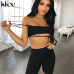 Kliou 2018 Summer Women Suit Two 2 Piece Set Sleeveless Strapless Sexy Casual Sporting Suit Set Solid Shorts Pants Tracksuit