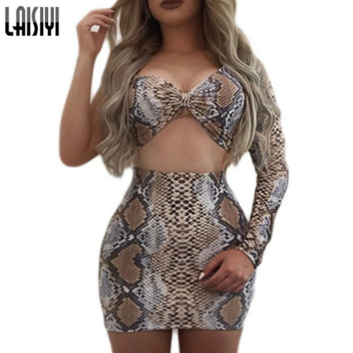 LAISIYI Fashion Two Piece Set Summer One Shoulder Crop Top High Waist Pencil Skirts Sexy Club Tracksuit Women Suits ASSU20091