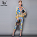 LD LINDA DELLA Fashion Runway Pants Suit Sets Women's Flare Sleeve Bow Collar Print Blouses and Casual Pants Two Pieces Set