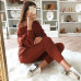 New Autumn Cotton Tracksuit Women 2 Two Piece Set Sweater Top+Pants Knitted Suit O Neck Knit Set Women Outwear Two Piece Set