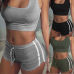 New Summer Women Sets Cropped Tops Shorts Set 2 Pieces Sets Women Tracksuit Cotton Blend T Shirt Shorts