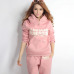 New Winter Women Casual Tracksuits Hooded Crop Top Letter Sweatshirt Loose Long Pants 3 Piece Sets Pink Sweat Suits Female Suit