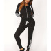 Patchwork Zipper Drawstring 2 Two Piece Set Top And Pants Elastic Tracksuit Women Hoodies 2019 Sportswear Sweat Suit  Dec27