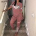 Pink Letter Print Tracksuits Women Two Piece Set 2018 Spring Plus Size T-Shirt Top And Pants Set Suits Casual Bodcon 2 Piece Set