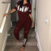 Pink Letter Print Tracksuits Women Two Piece Set 2018 Spring Plus Size T-Shirt Top And Pants Set Suits Casual Bodcon 2 Piece Set