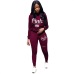 RAISEVERN 2019 Spring Letter Hot Print Tracksuit Women Casual Outfits 2 Two Piece Set Full Pants Suits Plus Size Clothing