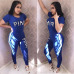 RAISEVERN Hot Women Tracksuit Letters Print Top and Long Pants 2 Piece Set Female Casual Pants Suits Set Summer Outfits 2019