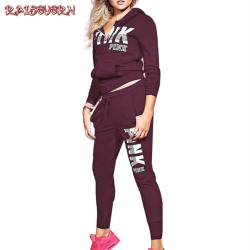 RAISEVERN Women Autumn 2 Piece Set Women Hot Letters Print Zipper Sweatshirt+PantSuit Tracksuit Long Sleeve Sportswear Outfit