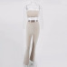 Reflective Summer Glitter Sexy Two Piece Set Solid Strapless Top And Long Pant Women Set Party 2 Piece Set Women Outfits Set