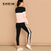 SHEIN Athleisure Color-Block Top and Drawstring Waist Side Panel Pants Women Two Piece Set Spring Sporting Casual Two Piece Sets