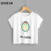 SHEIN Casual Womens Two Piece Sets 2017 Summer Cartoon Avocado Print Short Sleeve Tee and Elastic Waist Shorts Set