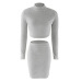 Set (2pcs) Autumn Women Bandage Suit Long Sleeve Fleece Crop Top Pencil Midi Skirt Solid Bodycon Dress Sweater Tracksuit