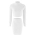 Set (2pcs) Autumn Women Bandage Suit Long Sleeve Fleece Crop Top Pencil Midi Skirt Solid Bodycon Dress Sweater Tracksuit