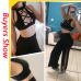 Sexy Women Two Pieces Set Turtleneck Sleeveless Hollow out Crop Top High Waist Split Pant Fashion Sets Party Clubwear For Ladies