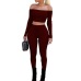 Slash neck 2 Piece Clothing Set Women Long sleeve Crop Top And Pants Suit ladies Sexy Leisure Two Piece Bodycon Tracksuit EY11