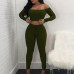 Slash neck 2 Piece Clothing Set Women Long sleeve Crop Top And Pants Suit ladies Sexy Leisure Two Piece Bodycon Tracksuit EY11