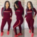 Stripe Tracksuits 2 Set Piece Set Woman Tops Sweatshirt Long Pants Pockets Club Suits Overalls Outfit