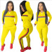 Stripe Tracksuits 2 Set Piece Set Woman Tops Sweatshirt Long Pants Pockets Club Suits Overalls Outfit