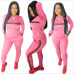 Stripe Tracksuits 2 Set Piece Set Woman Tops Sweatshirt Long Pants Pockets Club Suits Overalls Outfit