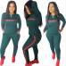 Stripe Tracksuits 2 Set Piece Set Woman Tops Sweatshirt Long Pants Pockets Club Suits Overalls Outfit