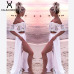 Summer Hot Women 2018 Sexy Lace One Shoulder Split Floor-Length vestido Party Dress White Dress Two-piece Set Maxi Dress vestido