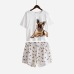 Summer Nightwear Pajamas Women Dog Print German Shepherd Pajama Sets Loose Top Elastic Waist Shorts Pijama mujer S7N202 Y