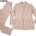 TAOVK Stylish Pant Suits Pale Pink Striped Spring female Sets Buttonless Blazer Jacket Loose Pants 2 Piece Set Work Outfits 2019