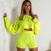 Tobinoone Two Piece Set Women Set Autumn Winter Outfits Long Sleeve Knit Sweater top and shorts Suit Sexy Sweater Set