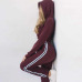 Tracksuit 2pcs Women Set Hoodies Crop Top Sweatshirt+Side Stripe Pants Hooded 2 Pieces Sets Women Clothing Suits Female