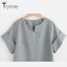 Trytree Spring summer Women two piece set Casual Cotton tops + short Soild Female Office plus size Suit Set Short Sleeve Sets