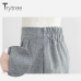 Trytree Spring summer Women two piece set Casual Cotton tops + short Soild Female Office plus size Suit Set Short Sleeve Sets