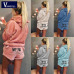 Women Coral Velvet Suit Two Piece Autumn Winter Pajamas Warm Sleepwear Cute Cat Meow Pattern Hoodies Shorts Set VANGULL 2018 New