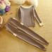 Women Knit Sweaters Long Pants 2PCS Sets O Neck Long Sleeve Sweater Pullovers Trousers Suits