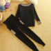 Women Knit Sweaters Long Pants 2PCS Sets O Neck Long Sleeve Sweater Pullovers Trousers Suits