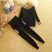 Women Knit Sweaters Long Pants 2PCS Sets O Neck Long Sleeve Sweater Pullovers Trousers Suits