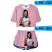 Women Outfits 2019 2 Piece Women Cardi B Pink Outfit 3D Print T-Shirt Women's Suit Shorts Summer 2 Piece Crop Top Ensemble Femme