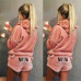 Womens Ladies Warm Long Sleeve Hoodie+Shorts Tow Piece Set Pajamas Outfits Sleepwear