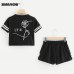 XUANSHOW 2019 Summer Cotton Striped Women's Tracksuit Clothes Set 2 Piece Woman Suits Shorts Crop Tops + Shorts Pants Outfit