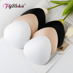 Flymokoii 1 Pair/Lot Woman Swimsuit Pads Sponge Foam Push up Enhancer Chest Cup Breast Bikini Swimwear Inserts Triangle Bra Pad