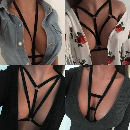 LASPERAL Sexy Lace Up Bra Elastic Belt Bra Strap Clubwear For Women Cupless Crop Tops Chest Bandage Lingerie Underwear 28 Styles